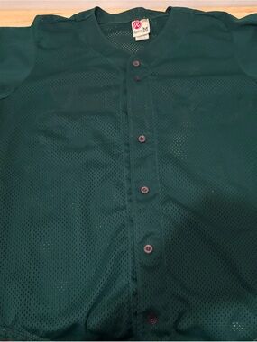 Rawlings Dark Green Mesh Button-Up Blank Jersey Size Medium Minors Majors MLB